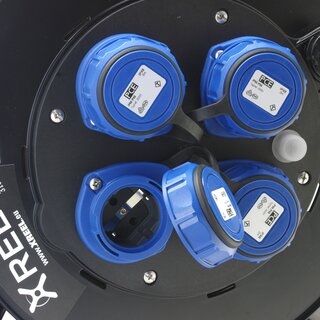 XREEL Zentralscheibe mit 4x SK 230V/16A IP68 blau - wasserdicht - passend für Leertrommel D=310