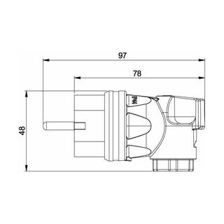 Anschlusskabel 230V/16A IP44 Gummi H07RN-F 3x2,5 mm² mit Vollgummi Winkel-Stecker/freies Ende