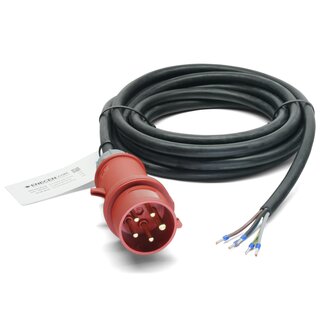 CEE-Anschlusskabel 400V/16A IP44 Gummi H07RN-F 5x1,5 mm² mit Stecker/freies Ende 5-polig