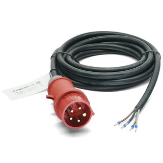 CEE-Anschlusskabel 400V/16A IP44 Gummi H07RN-F 5x1,5 mm² mit Stecker/freies Ende 5-polig Phasenwender