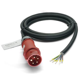 CEE-Anschlusskabel 400V/32A IP44 Gummi H07RN-F 5x4 mm² mit Stecker/freies Ende 5-polig Phasenwender