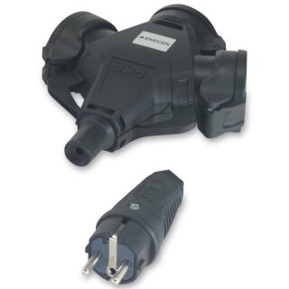 Stecker & Kupplung - Set SK 230V/16A IP54 mit Vollgummi ST/3-Wege KU KD - PCE - Eventausführung