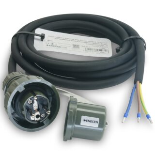 Anschlusskabel 230V/16A IP68 Gummi H07RN-F 3x2,5 mm² mit MENNEKES Stecker bronzegrün TM / freies Ende - druckwasserdicht